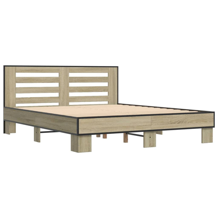 sengestel 150x200 cm konstrueret træ og metal sonoma-eg