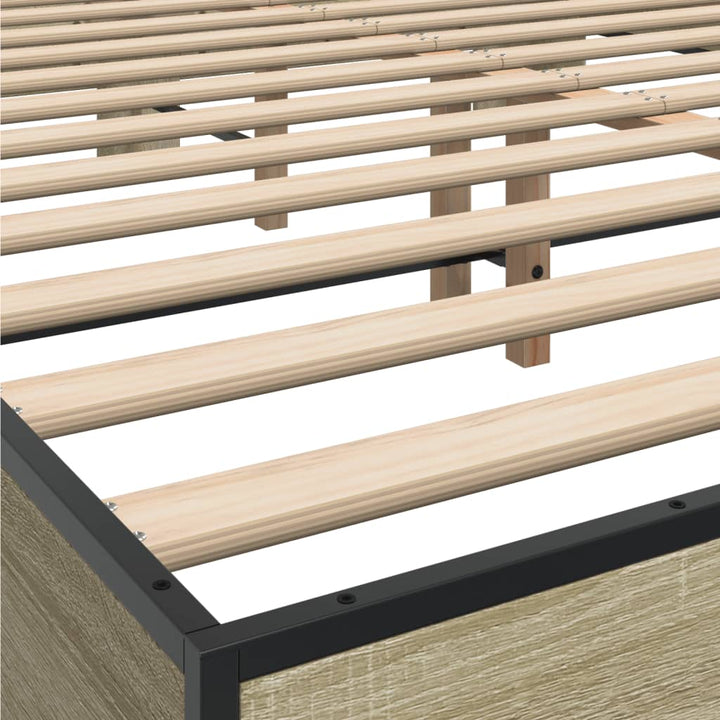sengestel 150x200 cm konstrueret træ og metal sonoma-eg