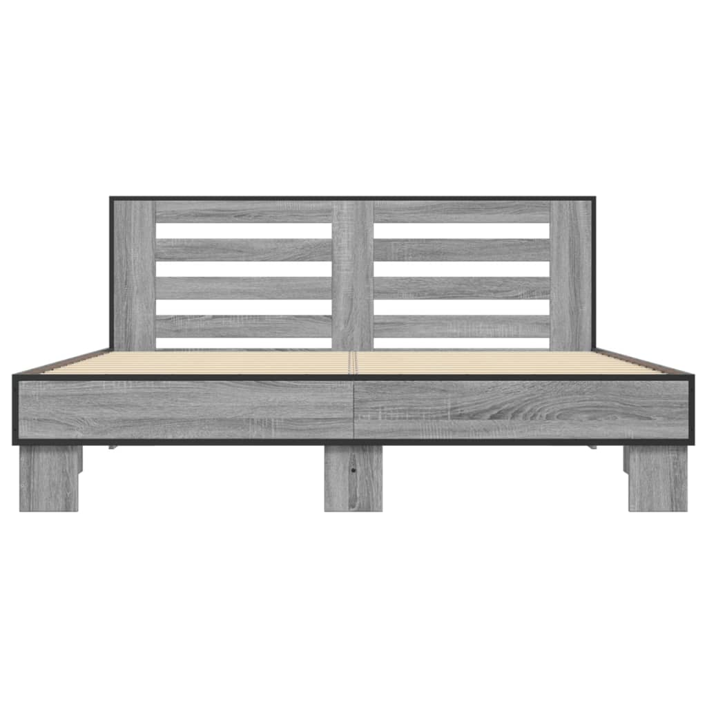 sengestel 150x200 cm konstrueret træ og metal grå sonoma-eg