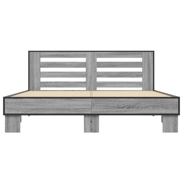 sengestel 150x200 cm konstrueret træ og metal grå sonoma-eg