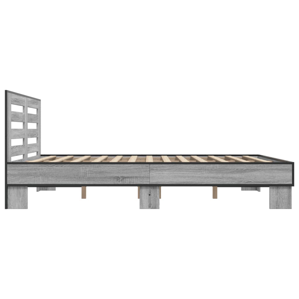 sengestel 150x200 cm konstrueret træ og metal grå sonoma-eg