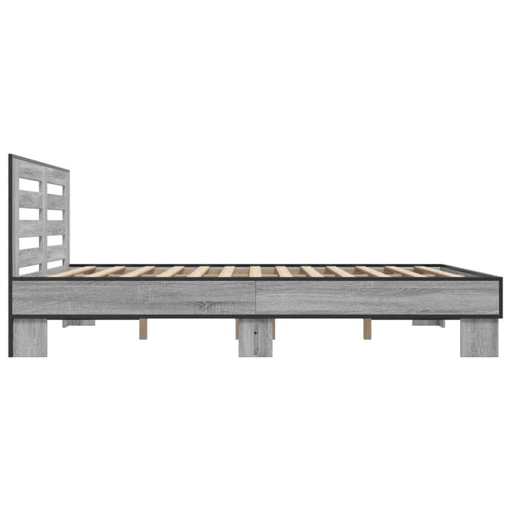sengestel 150x200 cm konstrueret træ og metal grå sonoma-eg