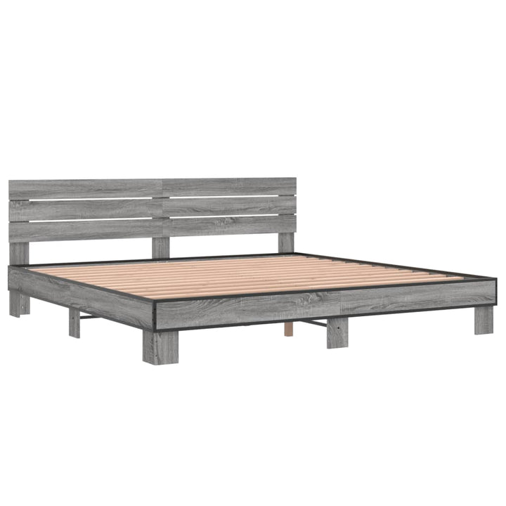 sengestel 200x200 cm konstrueret træ og metal grå sonoma-eg