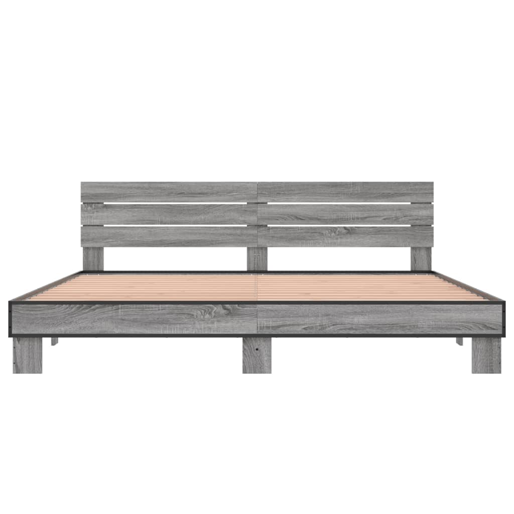sengestel 200x200 cm konstrueret træ og metal grå sonoma-eg