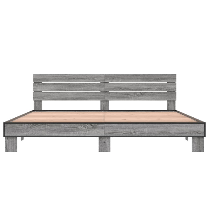 sengestel 200x200 cm konstrueret træ og metal grå sonoma-eg