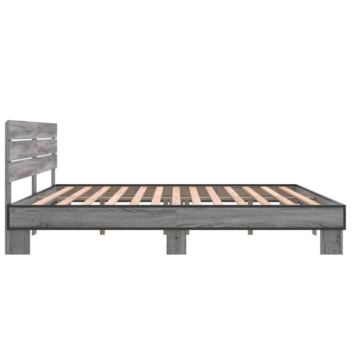 sengestel 200x200 cm konstrueret træ og metal grå sonoma-eg