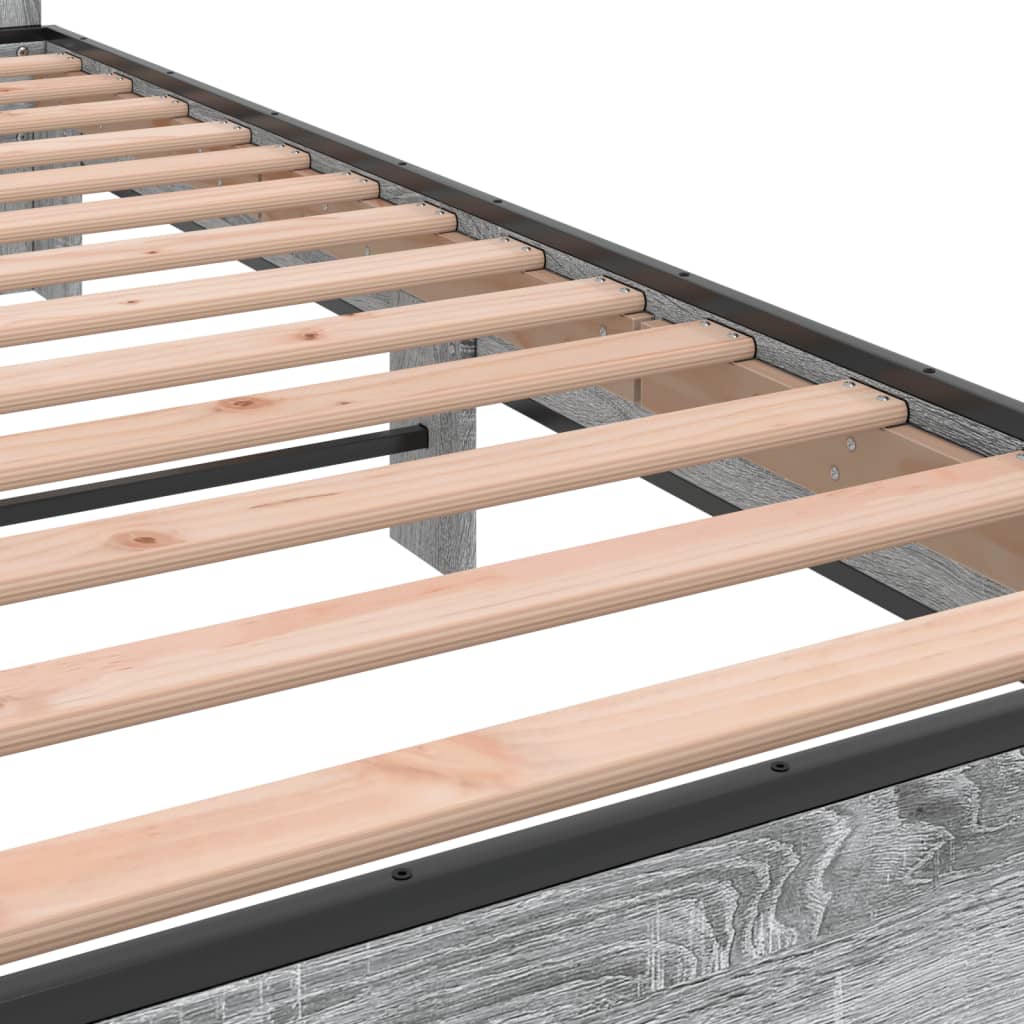 sengestel 200x200 cm konstrueret træ og metal grå sonoma-eg