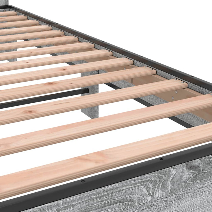 sengestel 200x200 cm konstrueret træ og metal grå sonoma-eg