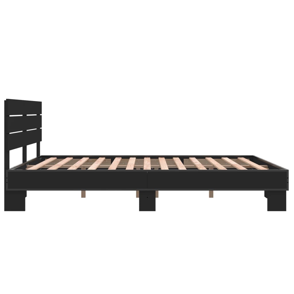 sengestel 160x200 cm konstrueret træ og metal sort