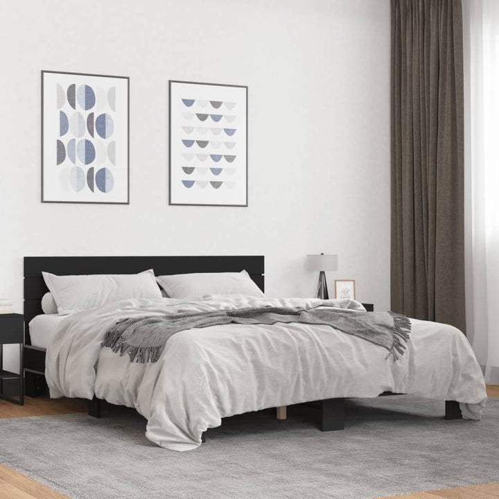 sengestel 160x200 cm konstrueret træ og metal sort