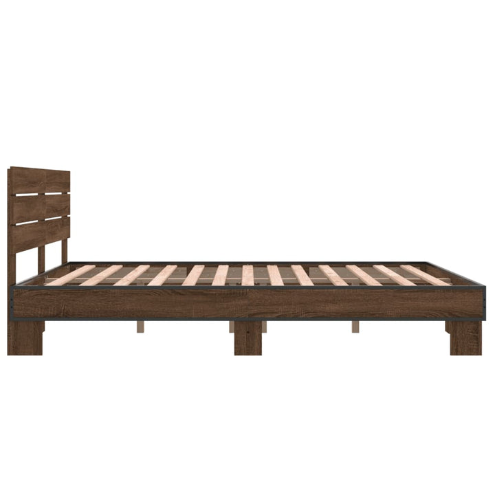 sengestel 160x200 cm konstrueret træ og metal brun egetræ