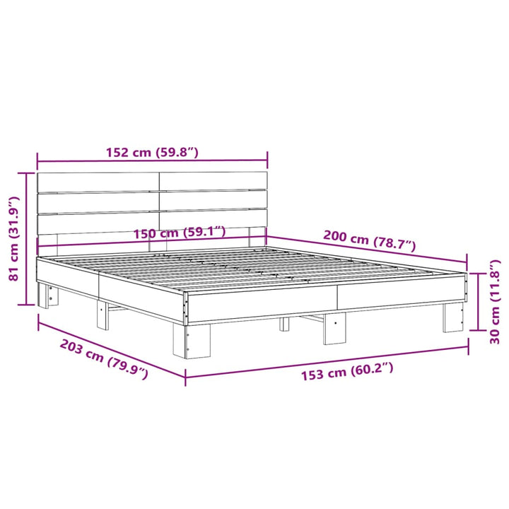 sengestel 150x200 cm konstrueret træ og metal sort