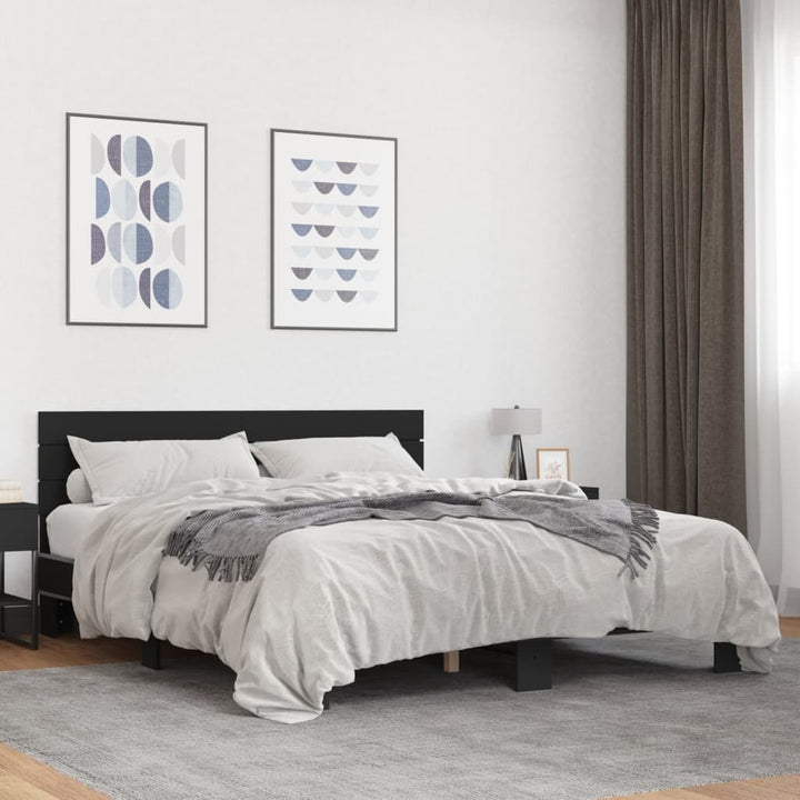 sengestel 150x200 cm konstrueret træ og metal sort