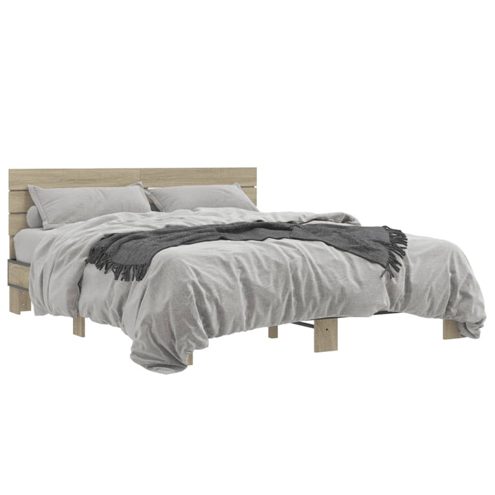sengestel 150x200 cm konstrueret træ og metal sonoma-eg