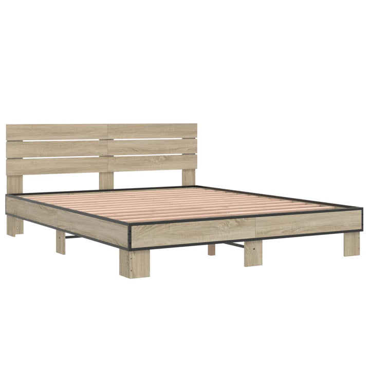 sengestel 150x200 cm konstrueret træ og metal sonoma-eg
