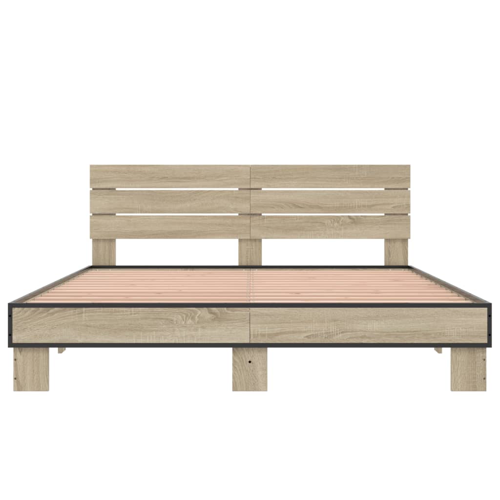sengestel 150x200 cm konstrueret træ og metal sonoma-eg
