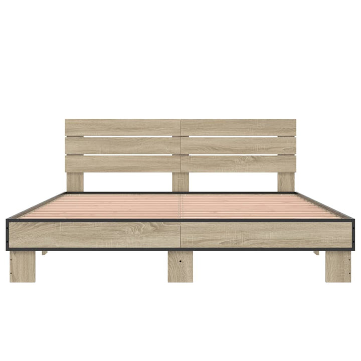 sengestel 150x200 cm konstrueret træ og metal sonoma-eg