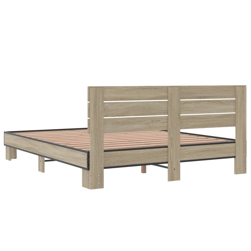 sengestel 150x200 cm konstrueret træ og metal sonoma-eg