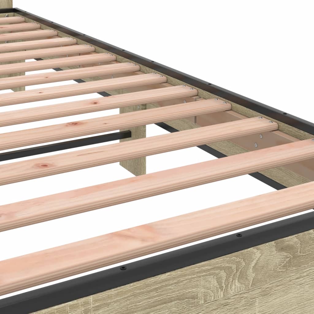 sengestel 150x200 cm konstrueret træ og metal sonoma-eg