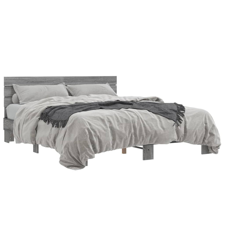 sengestel 150x200 cm konstrueret træ og metal grå sonoma-eg
