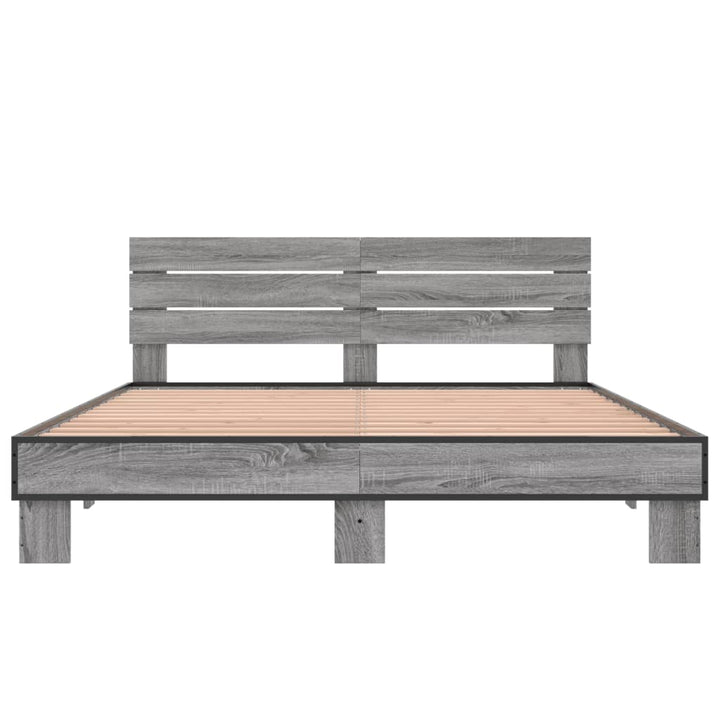 sengestel 150x200 cm konstrueret træ og metal grå sonoma-eg