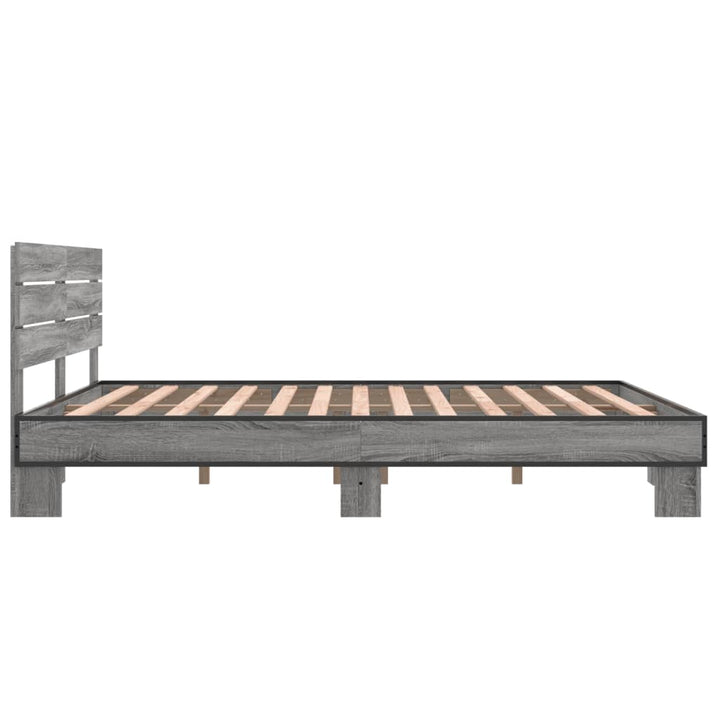 sengestel 150x200 cm konstrueret træ og metal grå sonoma-eg