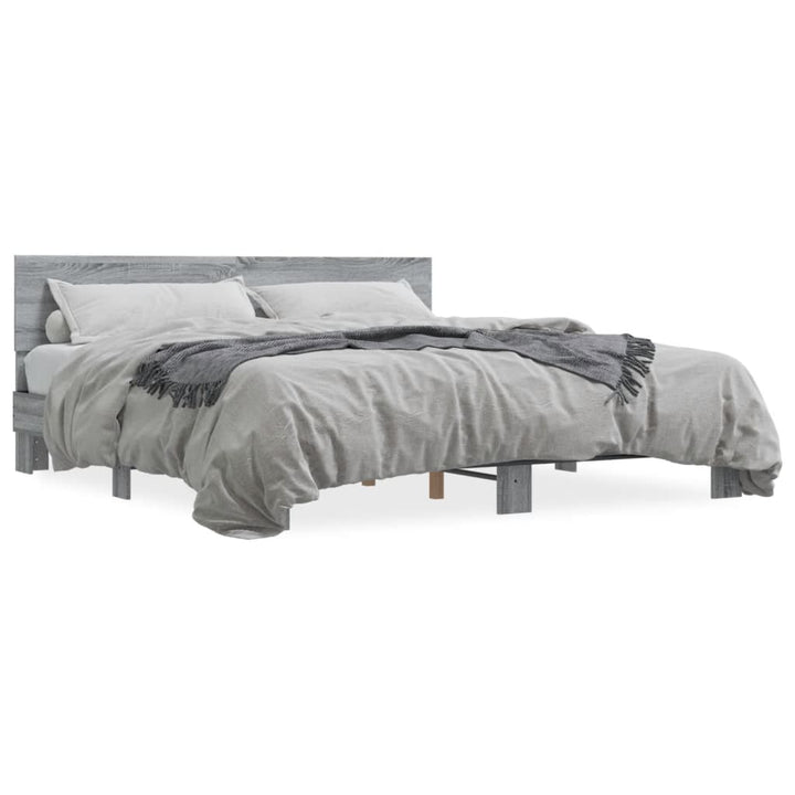 sengestel 200x200 cm konstrueret træ og metal grå sonoma-eg