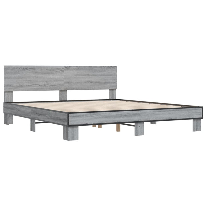sengestel 200x200 cm konstrueret træ og metal grå sonoma-eg
