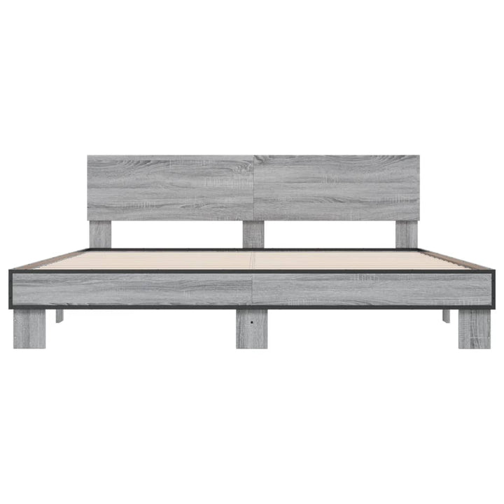 sengestel 200x200 cm konstrueret træ og metal grå sonoma-eg