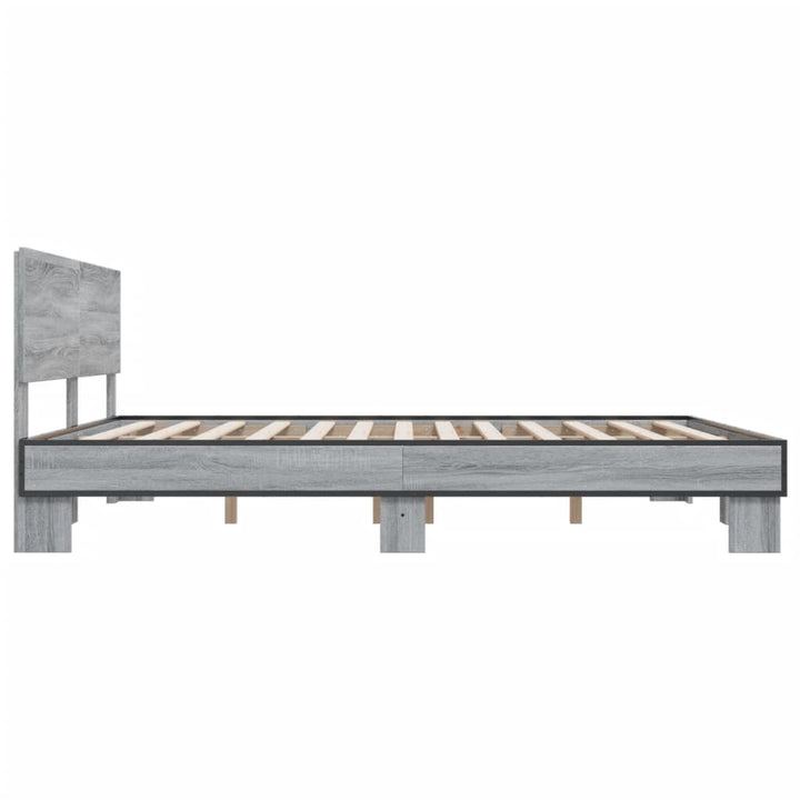 sengestel 200x200 cm konstrueret træ og metal grå sonoma-eg