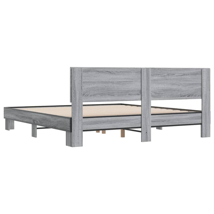 sengestel 200x200 cm konstrueret træ og metal grå sonoma-eg