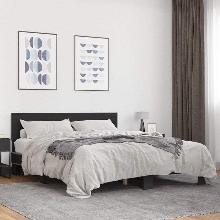 sengestel 160x200 cm konstrueret træ og metal sort
