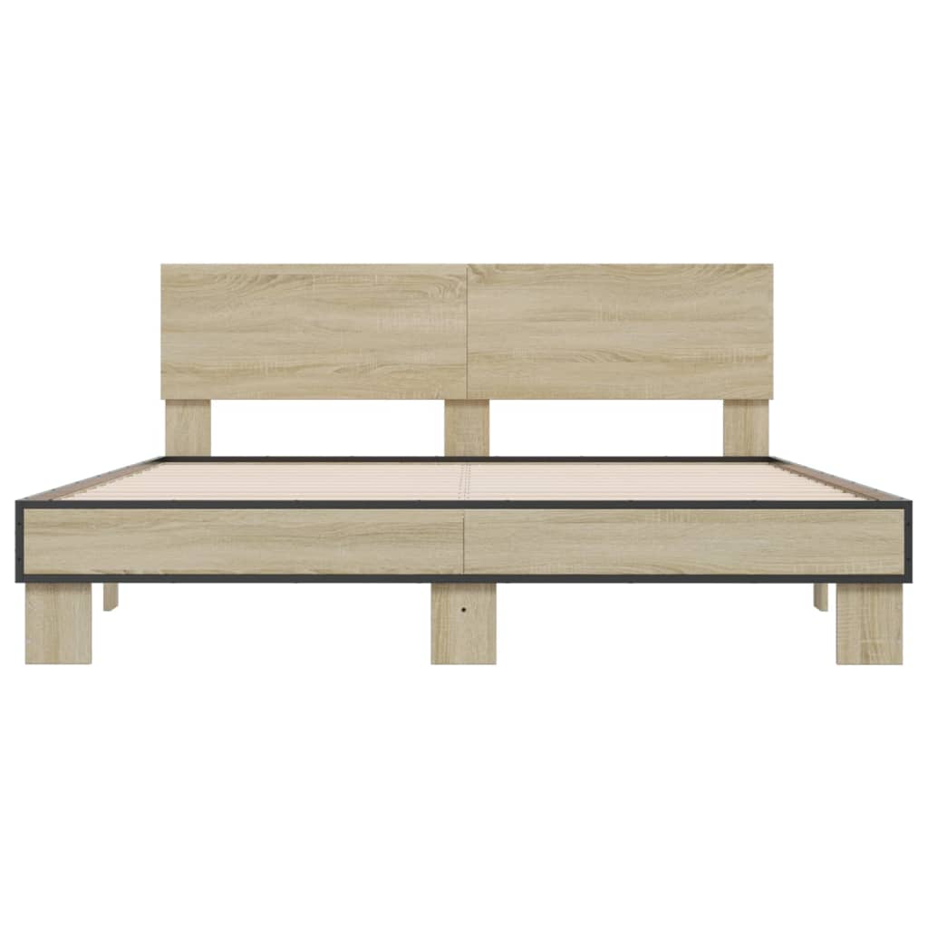 sengestel 160x200 cm konstrueret træ og metal sonoma-eg