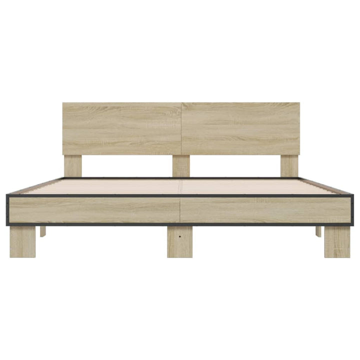 sengestel 160x200 cm konstrueret træ og metal sonoma-eg
