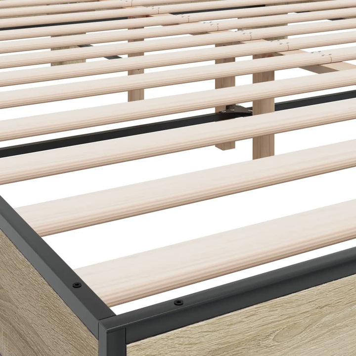 sengestel 160x200 cm konstrueret træ og metal sonoma-eg
