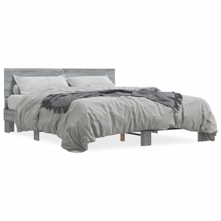 sengestel 160x200 cm konstrueret træ og metal grå sonoma-eg