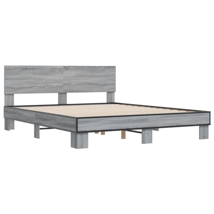 sengestel 160x200 cm konstrueret træ og metal grå sonoma-eg
