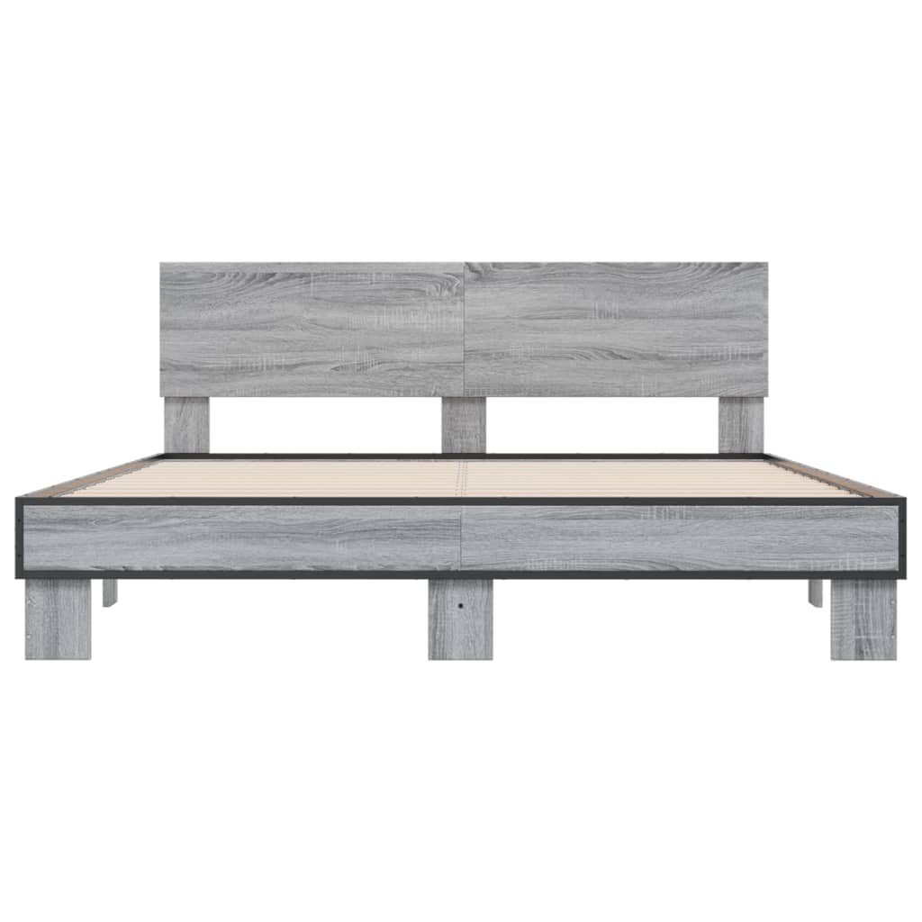 sengestel 160x200 cm konstrueret træ og metal grå sonoma-eg