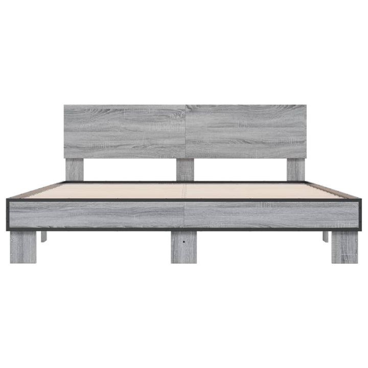 sengestel 160x200 cm konstrueret træ og metal grå sonoma-eg