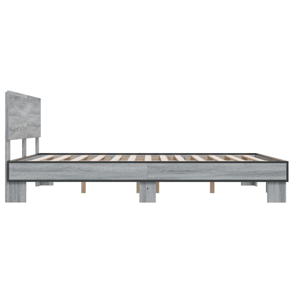 sengestel 160x200 cm konstrueret træ og metal grå sonoma-eg