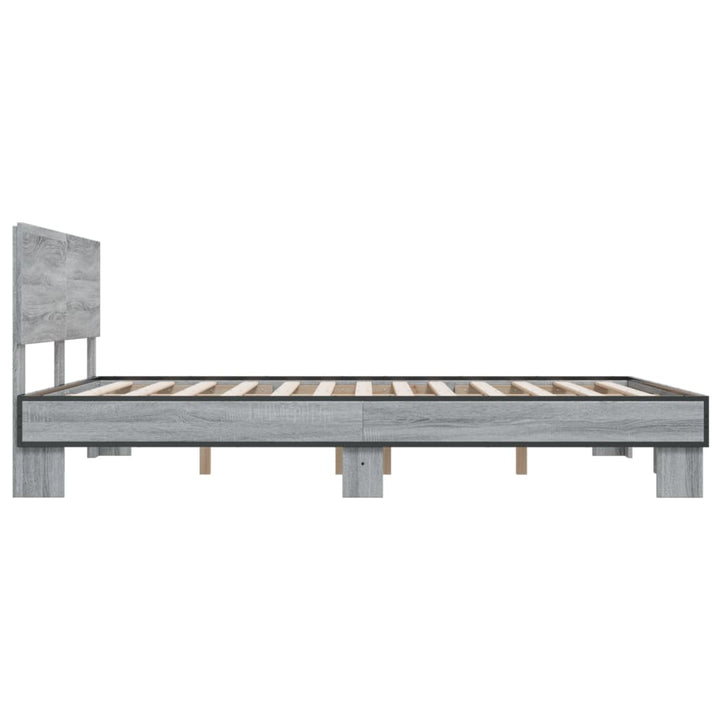 sengestel 160x200 cm konstrueret træ og metal grå sonoma-eg