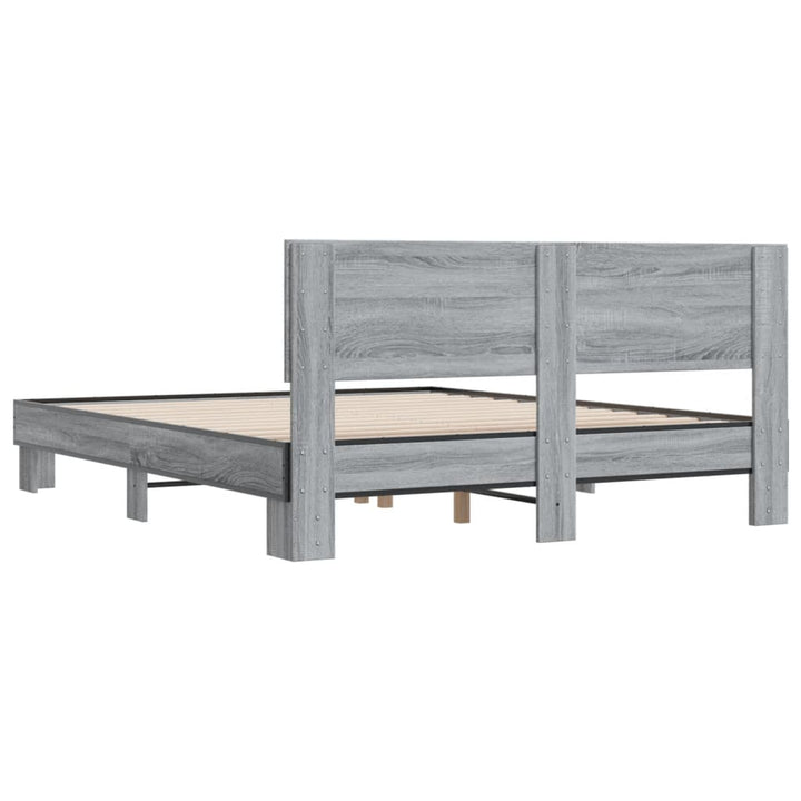sengestel 160x200 cm konstrueret træ og metal grå sonoma-eg