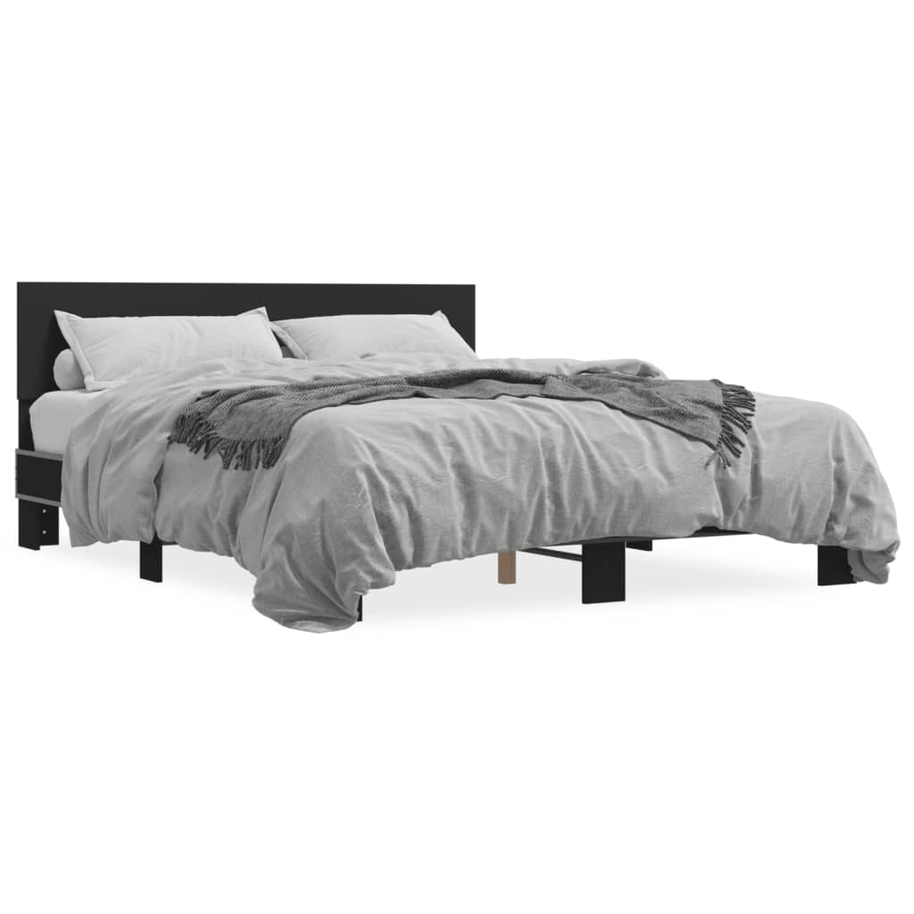 sengestel 150x200 cm konstrueret træ og metal sort