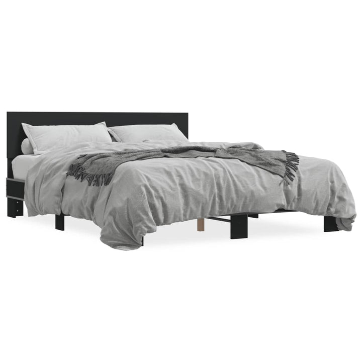 sengestel 150x200 cm konstrueret træ og metal sort