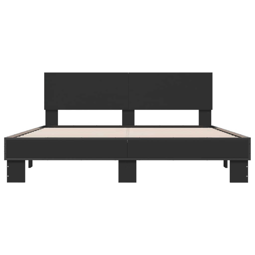 sengestel 150x200 cm konstrueret træ og metal sort