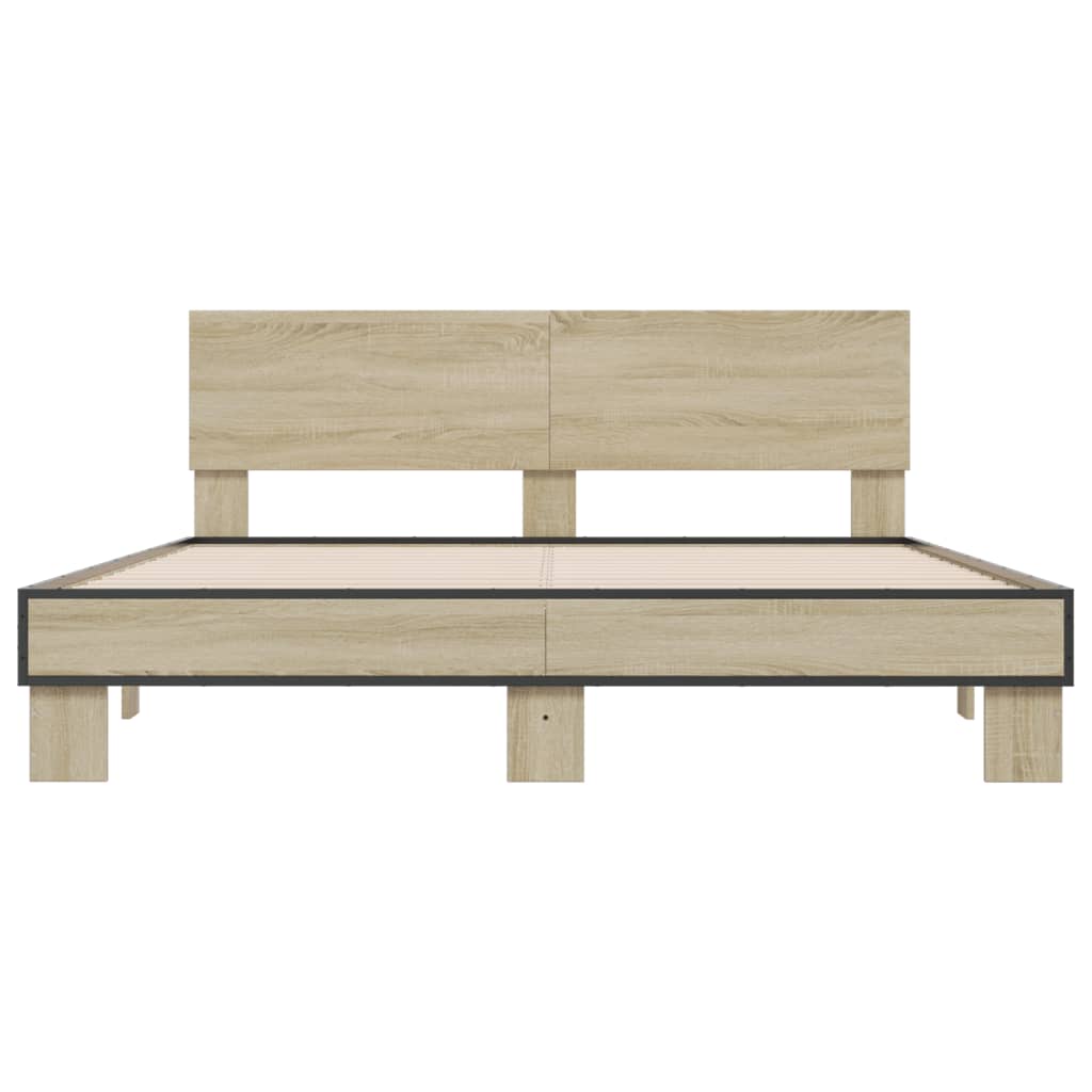 sengestel 150x200 cm konstrueret træ og metal sonoma-eg