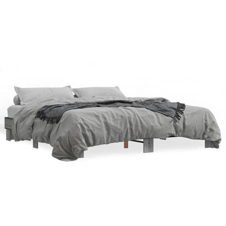sengestel 200x200 cm konstrueret træ og metal grå sonoma-eg