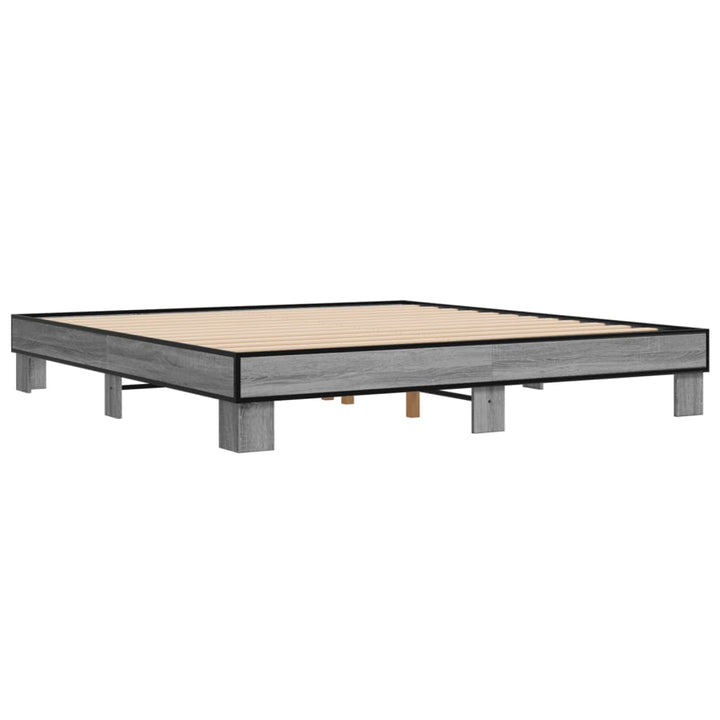 sengestel 200x200 cm konstrueret træ og metal grå sonoma-eg