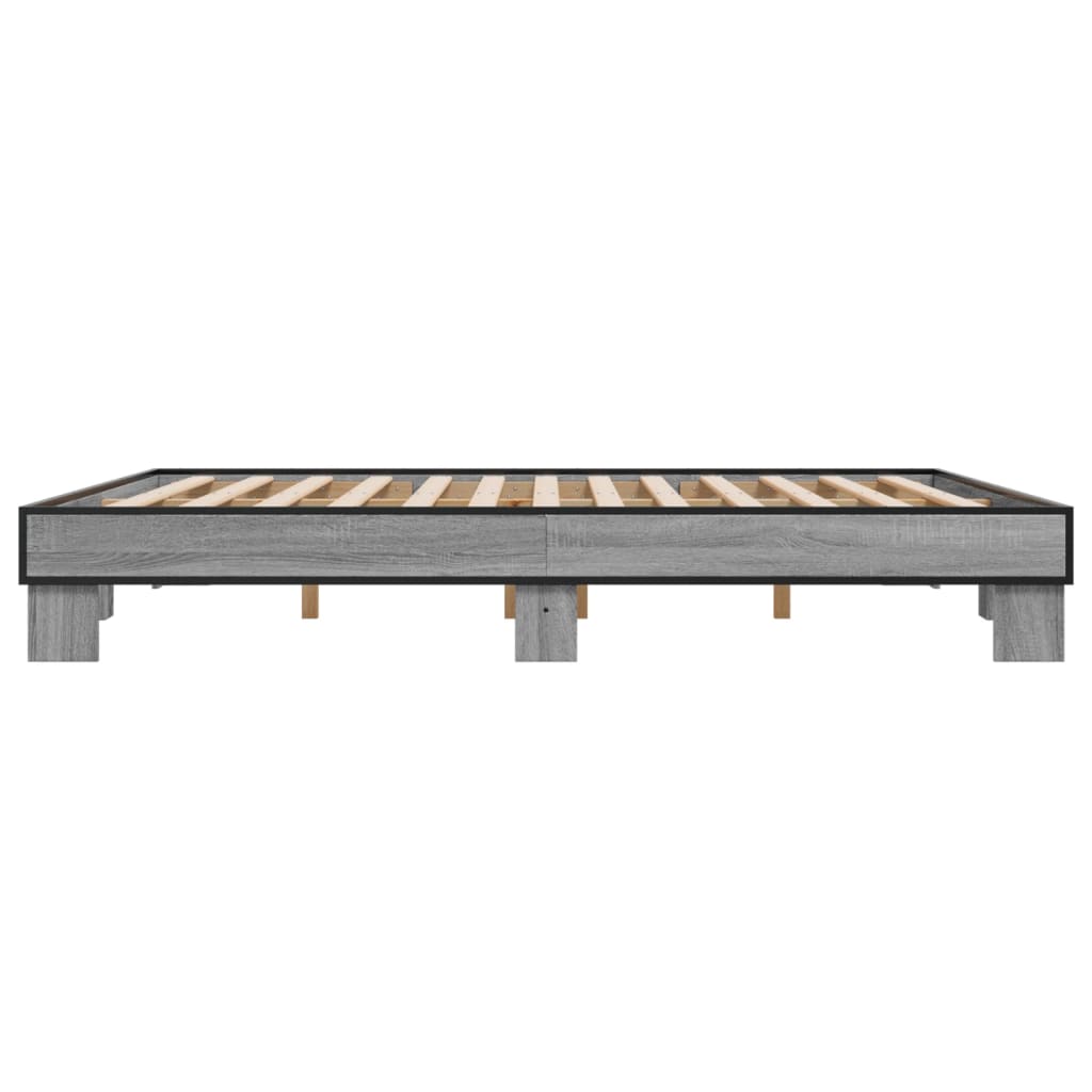 sengestel 200x200 cm konstrueret træ og metal grå sonoma-eg