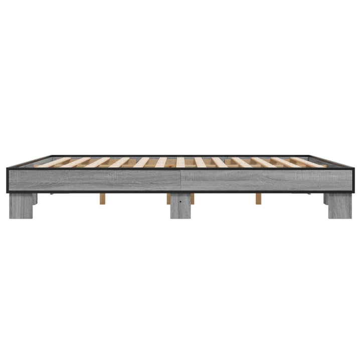 sengestel 200x200 cm konstrueret træ og metal grå sonoma-eg